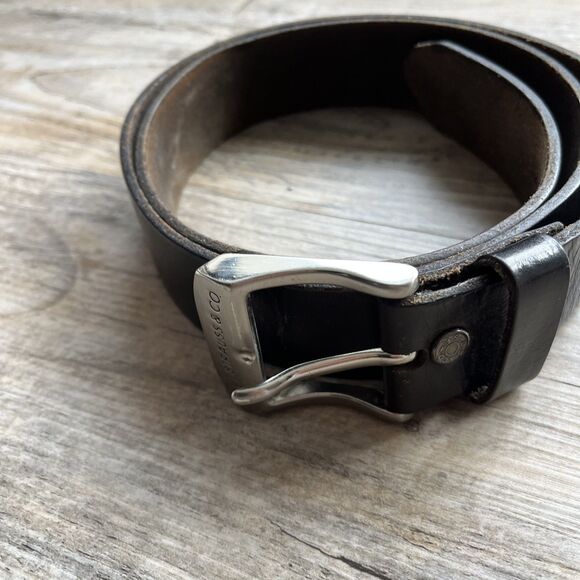 Levi Strauss Belt Leather Dark Brown Silver Square Buckle Name Logo 38/95 - Picture 10 of 10